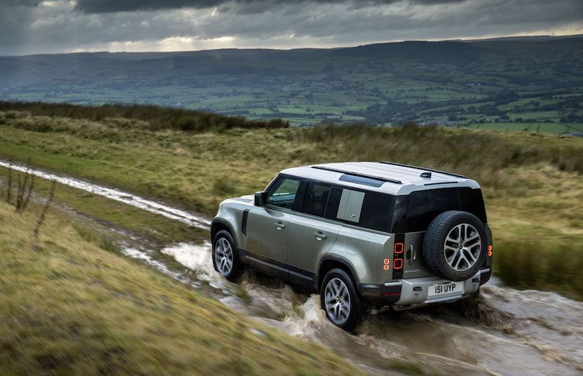 Land Rover Defender PHEV driving off road